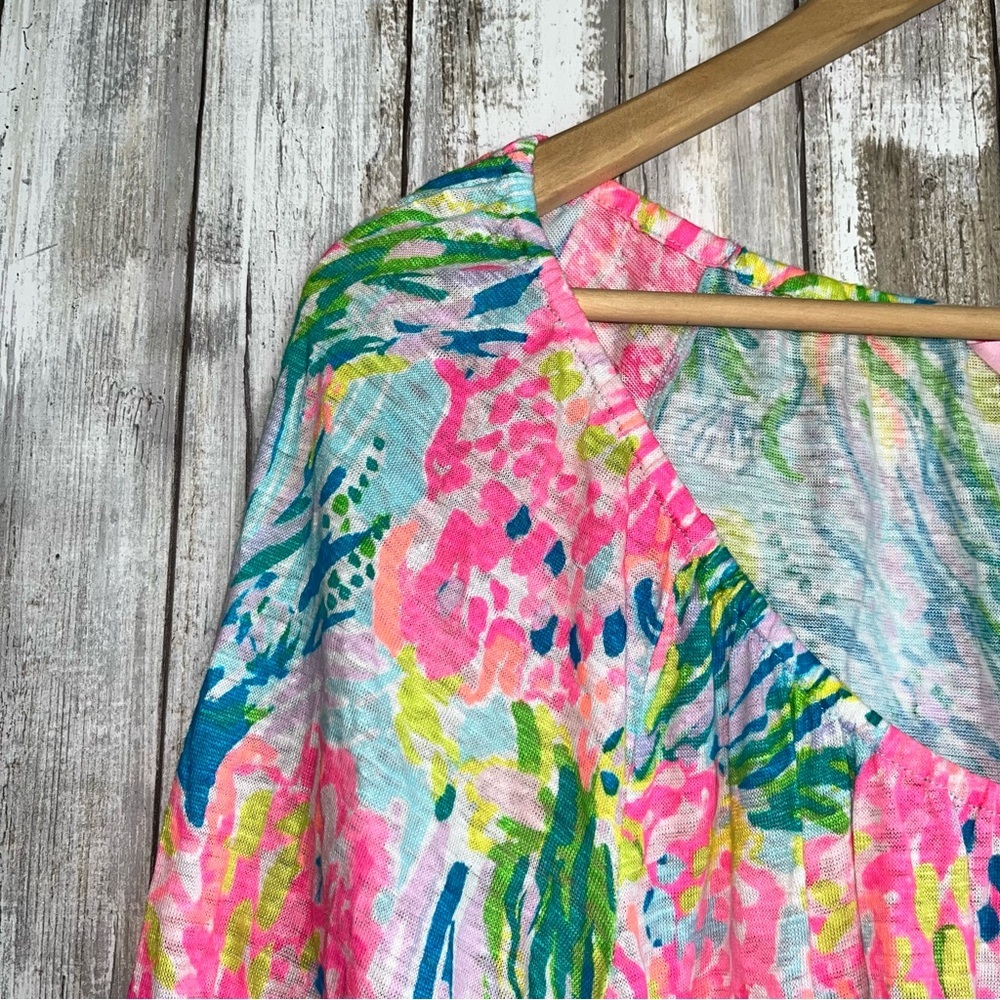 Lilly Pulitzer Getaway Coverup Dress in Fan Sea Pants 100% Linen - Picture 3 of 6